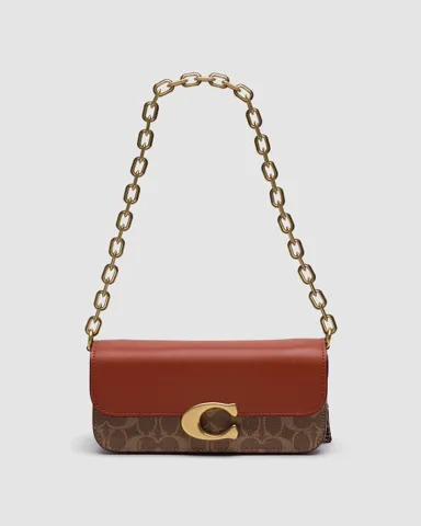 Coach Idol Bag 23 In Signature Canvas With Snakeskin Detail Ginger