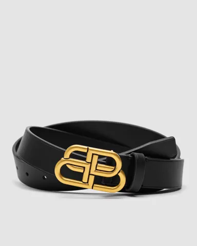 Balenciaga Thin Belt in Black Calfskin and Gold Buckle (трішки інший)