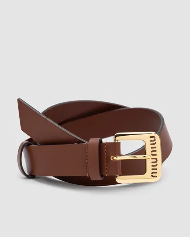 Miu Miu Nappa Leather Belt Brown/Gold