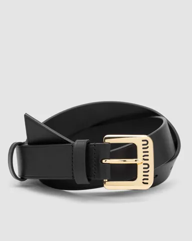 Miu Miu Nappa Leather Belt Black/Gold