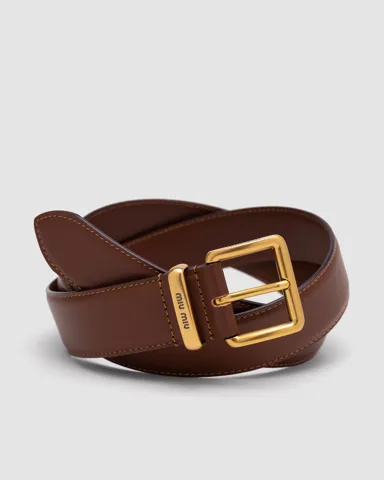 Miu Miu Leather Belt Brown/Gold