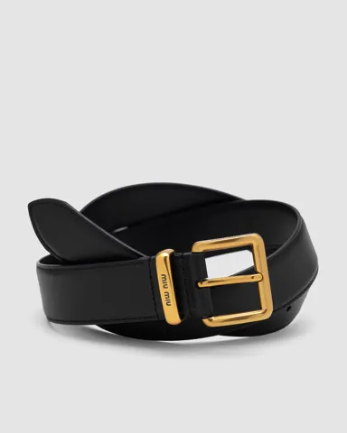 Miu Miu Leather Belt Black/Gold