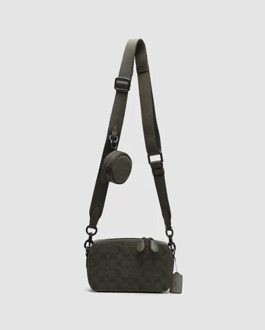 Coach Charter Crossbody Bag 19 In Signature Canvas Jacquard Khaki
