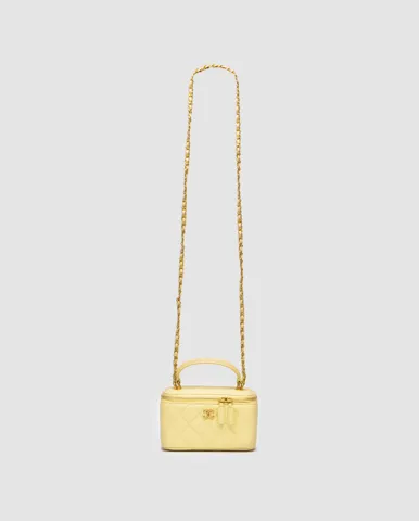 Chanel Classic Yellow/Gold Caviar Quilted Pearl Crush Vanity Bag
