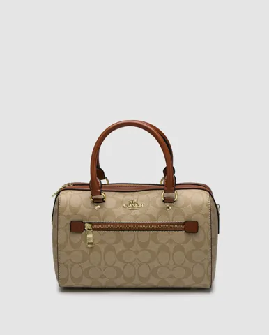 Coach Rowan Satchel In Signature Canvas Beige