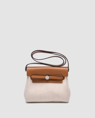 Hermes Herbag Zip 20 Bag Ginger/Cream