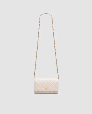 Chanel Classic Wallet on Chain Quilted Caviar Milk/Gold