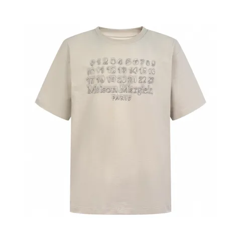 Maison Margiela Ecru T-shirt with Logo Embroidery Beige