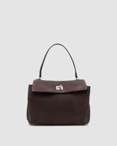 Balenciaga Rodeo Chocolate Suede/Silver Hardware