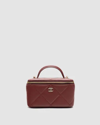 Chanel Long Vanity With Chain Burgundy/Gold