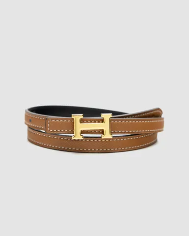 Hermes Reversible Swift Epsom Mini Constance H Belt Ginger/Gold