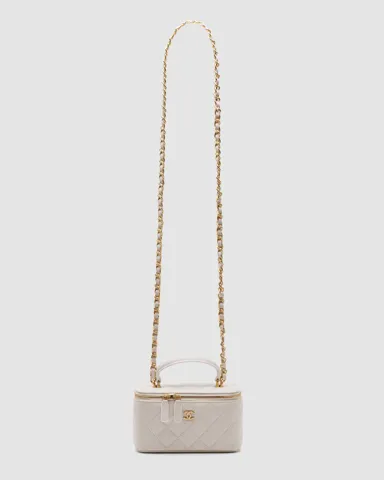 Chanel Classic Milk/Gold Lambskin Pearl Crush Vanity Bag (З Ручкою)
