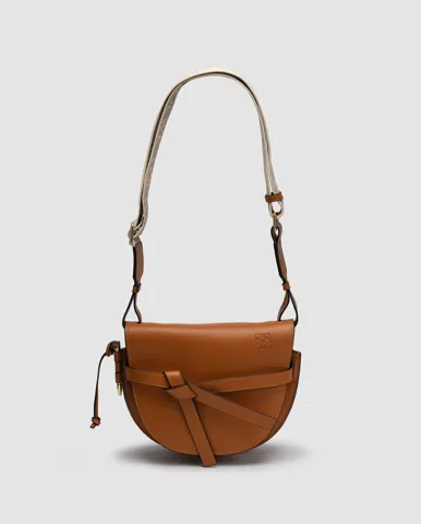Loewe Gate Small leather and Jacquard Shoulder Bag Ginger