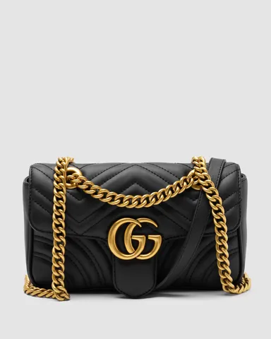 Gucci Marmont Mini Shoulder Bag Black, Gold Hardware
