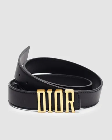 Dior D-Fence Belt Black Smooth Calfskin/Gold