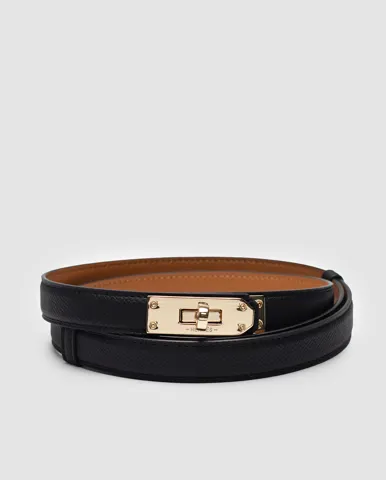 Hermes Kelly 18 Belt Black Leather/Gold