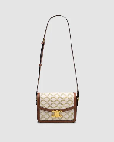 Celine The Triomphe Bag Canvas and Calfskin Cream