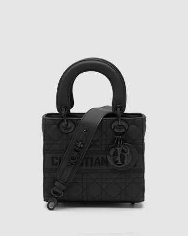 Christian Dior Black Ultramatte Cannage Calfskin Mini Lady Dior Black