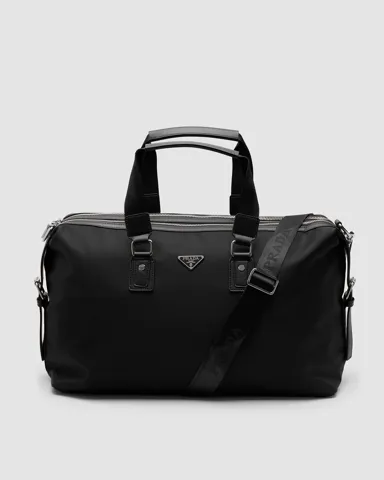 Prada Re-Nylon and Saffiano Leather Duffle Bag Black