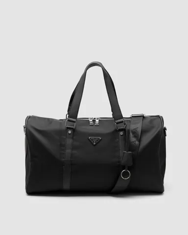 Prada Re-Nylon and Brushed Leather Duffel Bag Black