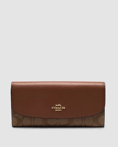 Coach Signature PVC Slim Envelope Wallet Brown/Gold