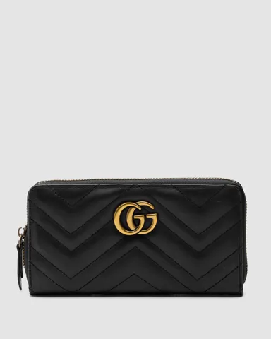 Gucci GG Marmont Zip-Around Long Wallet Black/Gold