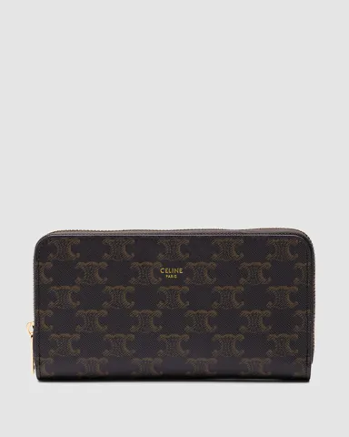 Celine Large Zipped Wallet in Triomphe Canvas Brown/Gold