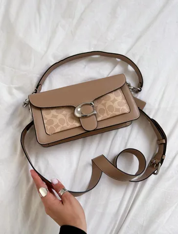Coach Tabby Shoulder Bag 26 With Signature Canvas Sand Taupe