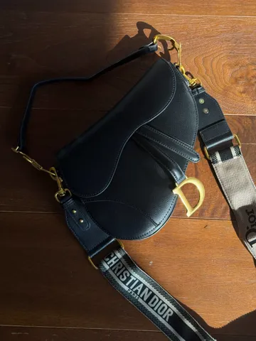 Dior Saddle Bag with Strap in Grained Calfskin Black [бренд коробка кришка дно ]