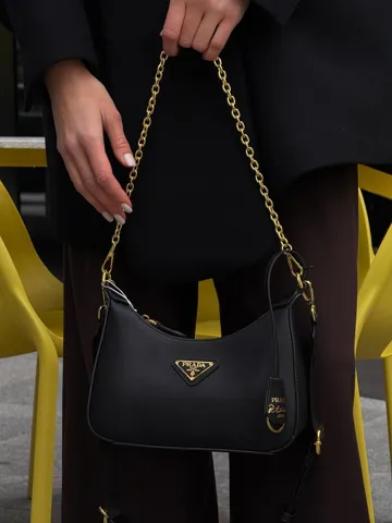 Prada Re-Edition 2005 Saffiano Leather Bag Black/Gold